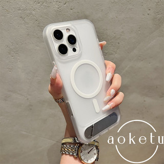 Ốp điện thoại có giá đỡ gập cao cấp từ tính thích hợp cho iPhone 13, 14, 15, 16 Pro Max da cảm thấy mờ bán trong suốt Vỏ cứng silicon chống rơi