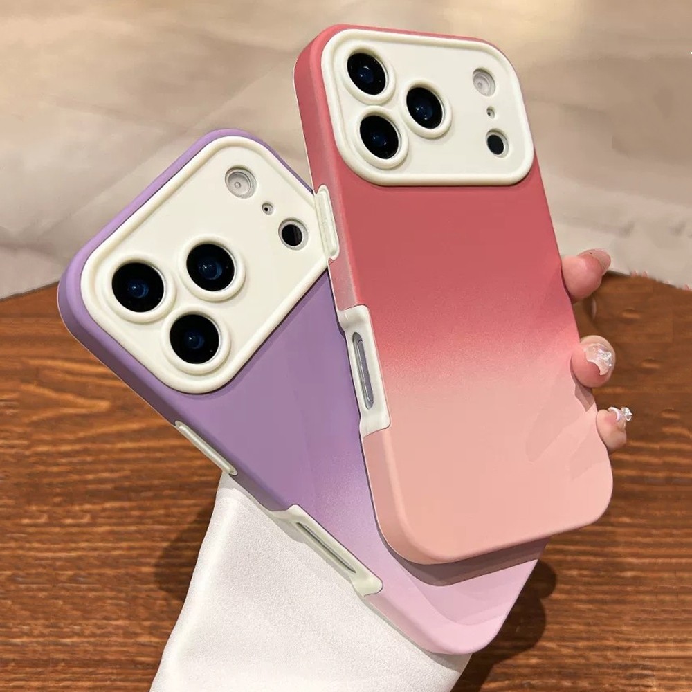 Ốp điện thoại họa tiết mờ màu Gradient 2 trong 1 cho IPhone 17 Pro Max 16 15 14 13 Vỏ bảo vệ chống sốc