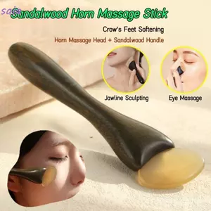 Máy mát xa gỗ đàn hương SAIA, Chất liệu tự nhiên Gậy Massage mắt sừng dê, Dụng cụ cạo kinh tuyến thoải mái