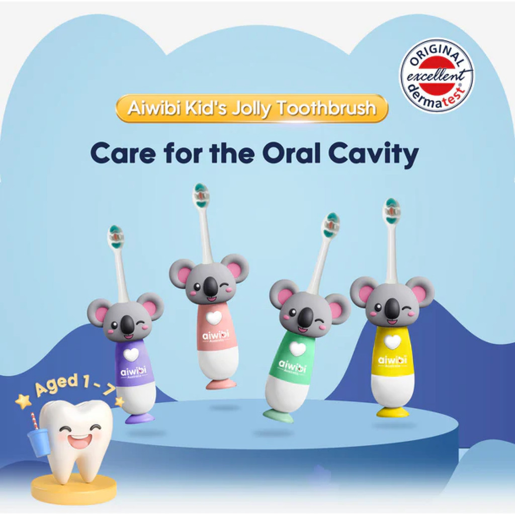 Bàn Chải Đánh Răng Aiwibi Jolly Kid Cho Bé Lông Mềm, Nhỏ Gọn, Thiết Kế Dễ Thương, Nhiều Màu
