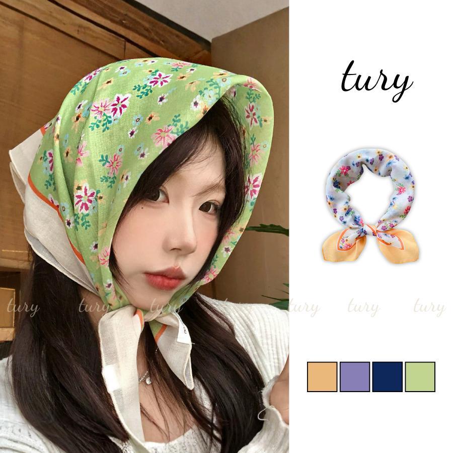Khăn Lụa Chiffon Nữ 60 - Tury - Khăn Cotton Họa Tiết Hoa Dại Nhí Dễ Thương - ST017