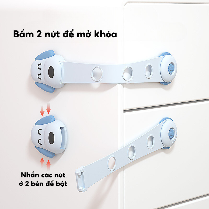 Khóa Chống Mở Tủ Cho Bé Dán Tủ Lạnh Ngăn Kéo Cánh Tủ Họa Tiết Động Vật Dễ Thương Bền Chắc DouDou A19