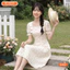 Đầm thiết kế BEMINE cổ vuông dáng chữ A họa tiết nơ phù hợp đi chơi-B469