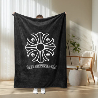 Logo Chrome Hearts Chăn Flannel in một mặt, Chăn mỏng để sử dụng tại nhà có điều hòa, Chăn ngủ văn phòng.