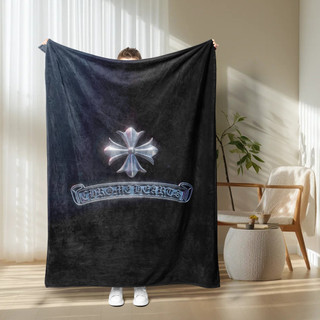 Logo Chrome Hearts Chăn Flannel in một mặt, Chăn mỏng để sử dụng tại nhà có điều hòa, Chăn ngủ văn phòng.