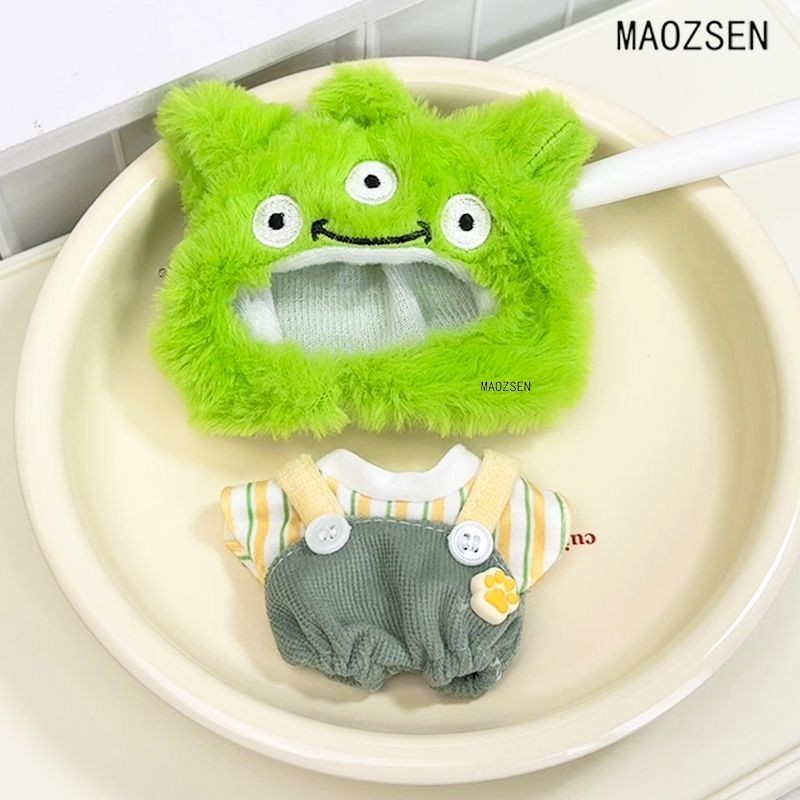 10cm Quần Áo Cho Bé Búp Bê Cotton Mũ Dễ Thương Mũ Đội Đầu Sọc Quần Áo Bộ Đồ Chơi Sang Trọng Búp Bê Quần Áo