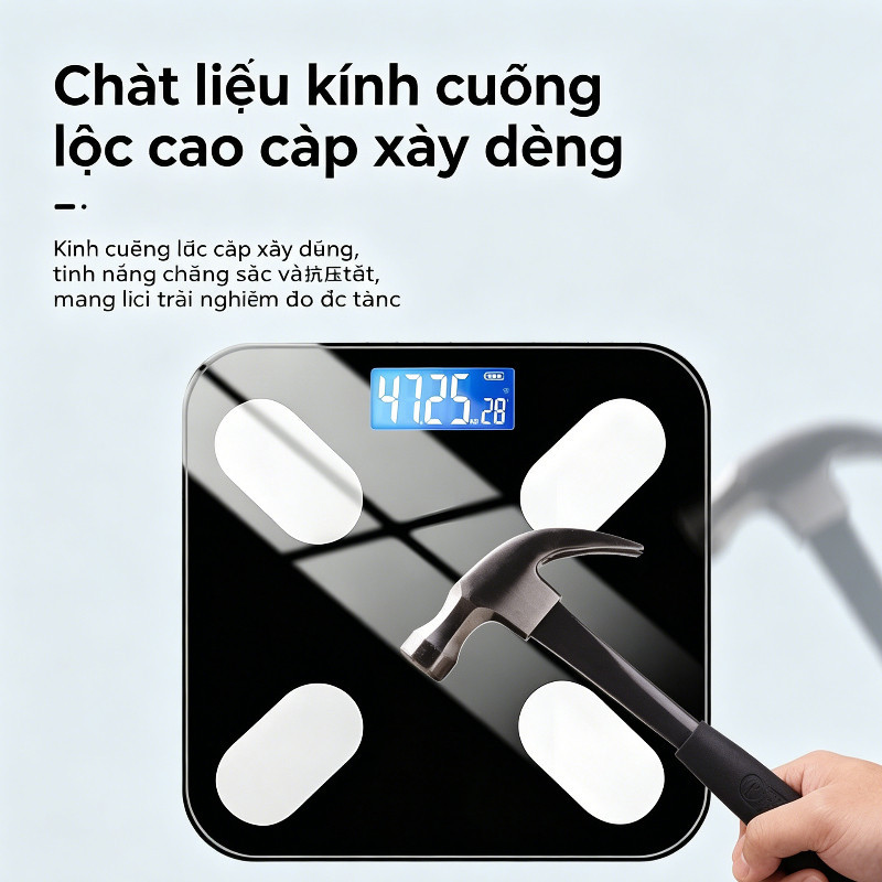Cân Phân Tích Cơ Thể 4 Điện Cực - Đồng Hành Sức Khỏe Cùng APP, Theo Dõi Mỡ, Nước, BMI Chính Xác