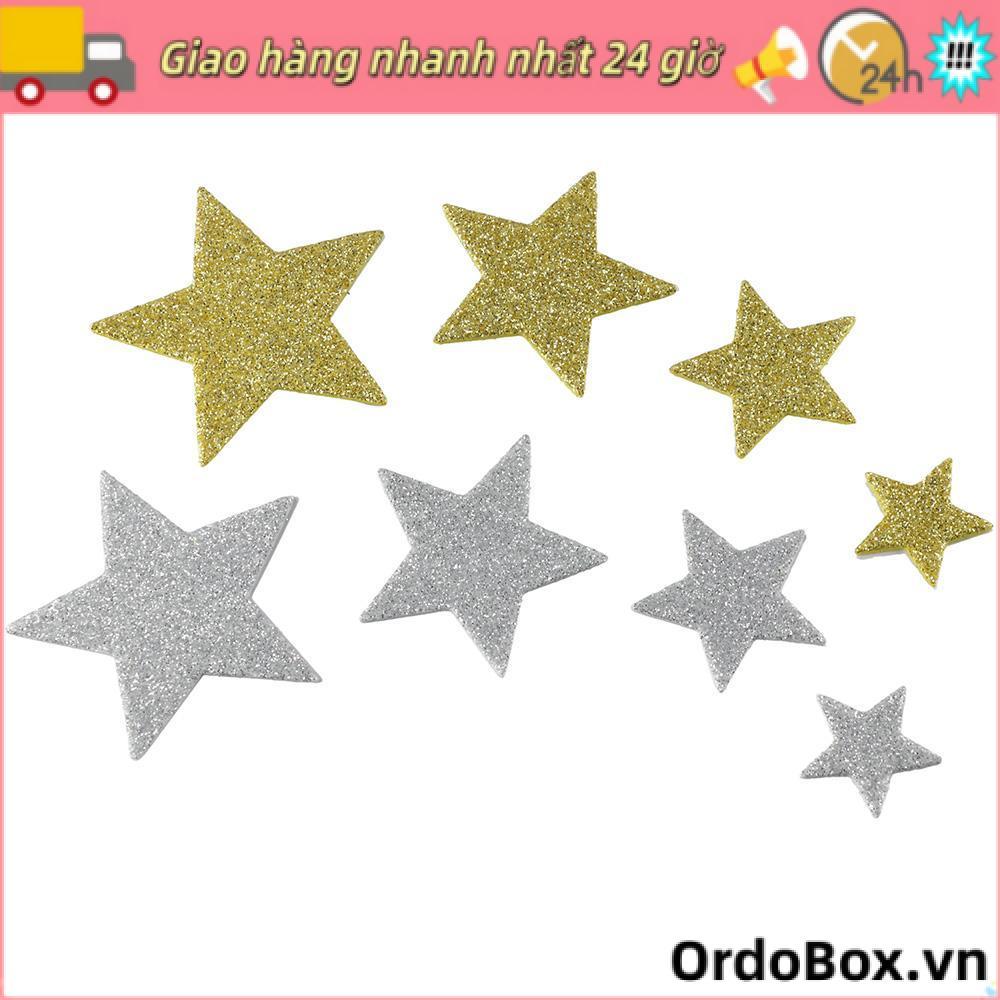 ORDOBOX 200 miếng bọt hình ngôi sao lấp lánh, họa tiết phồng bạc/vàng, tự dính, thủ công DIY, dùng cho người lớn và trẻ em