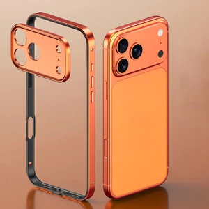 Hợp Kim Nhôm Khung Điện Thoại Dành Cho iPhone 17 Air 16 15 14 13 Pro Max Plus Kim Loại Ống Kính Máy Ảnh Bảo Vệ Silicon Chống Sốc Ốp Lưng
