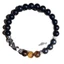 Vòng tay thủy tinh mắt hổ tự nhiên Obsidian-Look - Hạt tròn thủ công - Hạt hình học giọng bạc - Unisex Văn phòng hàng ngày