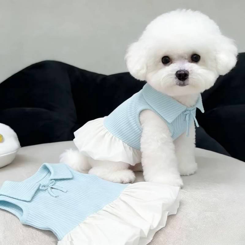【Ready Stock】 Pet Dog Cat Polo Collar Dress Summer Thin Small Dog Bichon Maltese York Summer Clothes q5cR