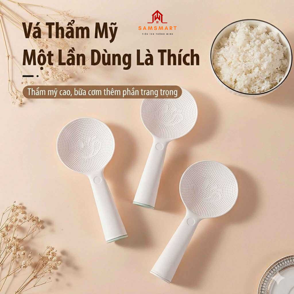 Muôi Xới Cơm Tự Đứng Chống Dính, Nhựa PP Cấp Thực Phẩm Cao Cấp, Chịu Nhiệt, Dụng Cụ Tiện Dụng Bền Đẹp