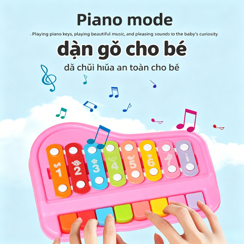 Đàn Gõ âm Nhạc 8 Nốt Cho Bé – Đồ Chơi Dạy Bé Nhận Biết âm Thanh, Nhựa An Toàn, Kèm Dùi Gõ Và Thẻ Nhạc, Nhựa ABS An Toàn