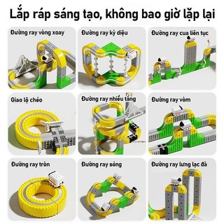 Đường ray từ tính xe lửa – Lắp ráp 3D STEM–Tàu chạy tự động, nhựa ABS an toàn–phát triển tư duy– Đồ chơi giáo dục cho bé