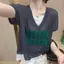 Áo Cotton Ngắn Tay Nữ Mùa Hè In Chữ Phù Hợp Mặc Hàng Ngày