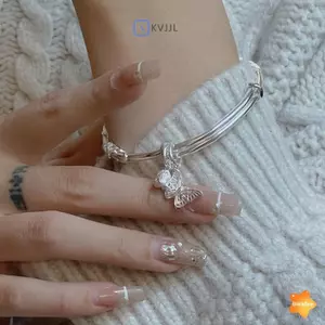 Vòng Tay Bướm Chuông Hoa Màu Bạc, Điều Chỉnh Size - Phụ Kiện Trang Sức Nữ Mới