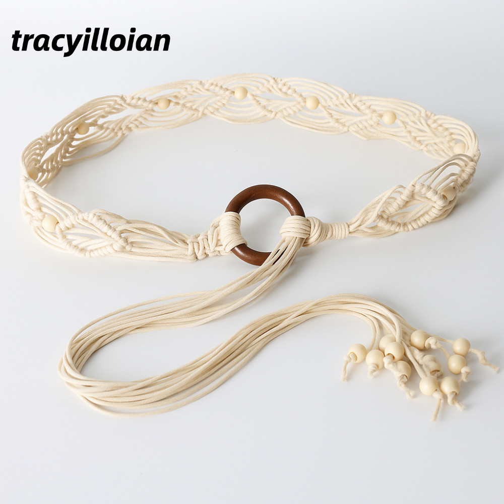 TRACEILLOIAN Hạt Thắt Lưng Nữ Bện - Thắt lưng rộng phong cách Bohemia retro, phụ kiện thời trang cho đầm