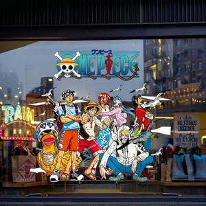 Anime Hoạt Hình Trang Trí Một Mảnh Cửa Hàng Đồ Chơi Cửa Sổ Cửa Kính Tĩnh Miếng Dán Luffy Zorron Cho Trẻ Em Đồ Chơi Hình Cửa Hàng