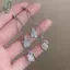 Bông Tai Thả Đồng Dài Thời Trang, Đá Quý Tổng Hợp Cắt Tròn - Trang Sức Cô Dâu Elegant