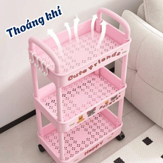 Kệ Đựng Bỉm Sữa 3–4 Tầng Có Bánh Xe Linh Hoạt, Kệ Nhựa Đa Năng Đựng Đồ Nhà Bếp, Xe Đẩy Spa Tiện Lợi