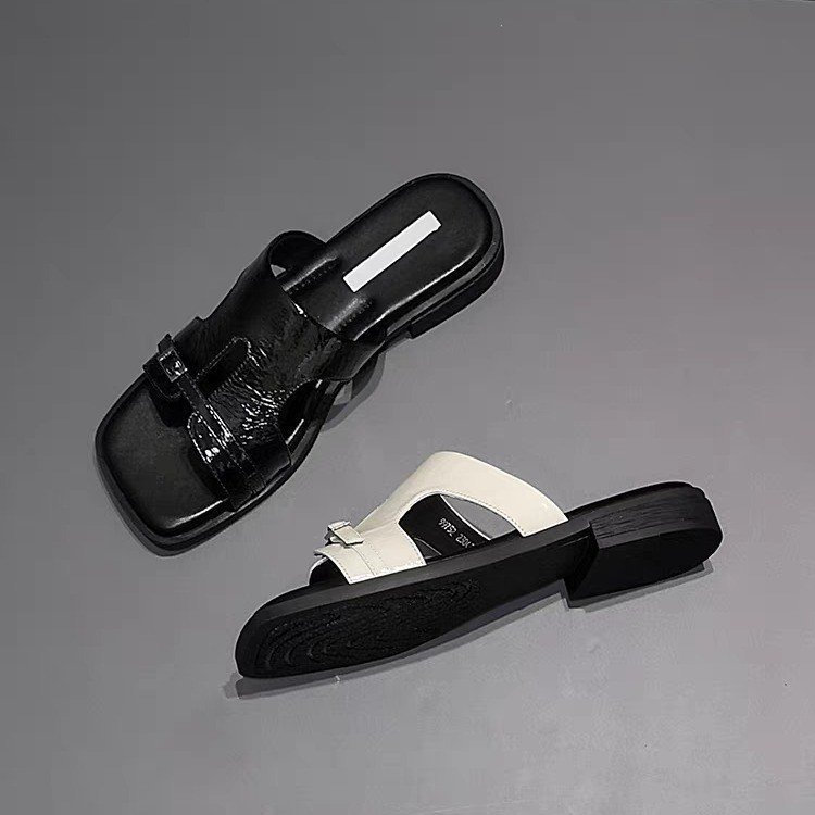 Phong Cách Hàn Quốc Mũi Vuông Giày Sandal Nữ Khóa Đế Mềm Thoải Mái Chống Trơn Trượt Chống Mài Mòn Bên Ngoài Dép Mùa Hè Nhà Máy Giá Bán Buôn