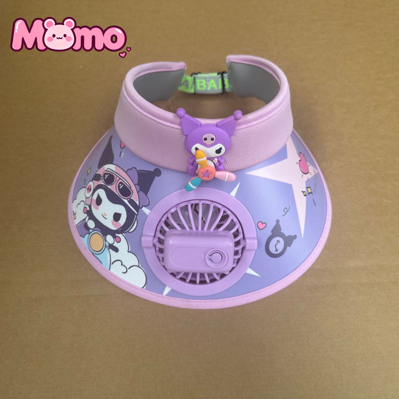 Mũ chống nắng mùa hè cho trẻ em Sanrio dành cho bé trai và bé gái, có quạt và thiết kế nắp mở