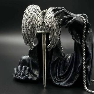 SAFENH Đôi Mặt Dây Chuyền và Nhẫn Y2K Gothic, Thiết Kế Cánh Thiên Thần Thanh Kiếm