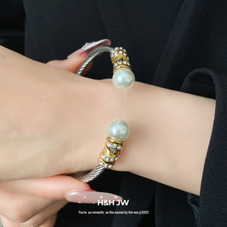 Vòng tay mở thép không gỉ thiết kế thắt nút hai lớp, đơn giản và thời trang