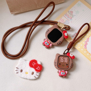 Vỏ bảo vệ silicon Cherry Hello Kitty Dây đeo đồng hồ Thích hợp cho smartwatch S11 10 9 8 ULTRA 7 6 5 4 SE 3 2 1 Kích thước 38mm40mm41mm42mm44mm45mm49mm