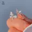 Nhẫn bướm pha lê zircon sáng bóng, dễ thương cho nữ, màu bạc có thể điều chỉnh - Trang sức tiệc cá tính [Mina]