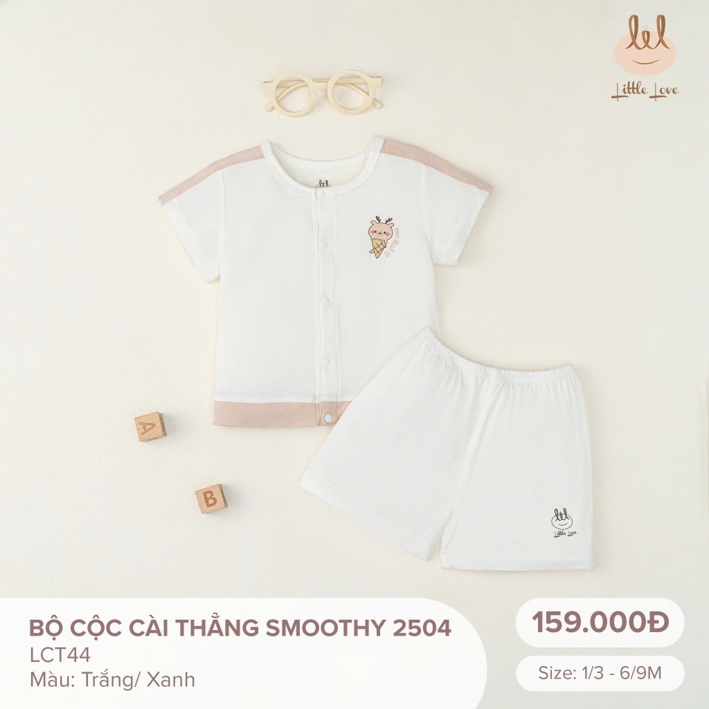 Bộ quần áo cộc tay cài thẳng smoothy dànhcho bé LiL - Little Love (LCT44)