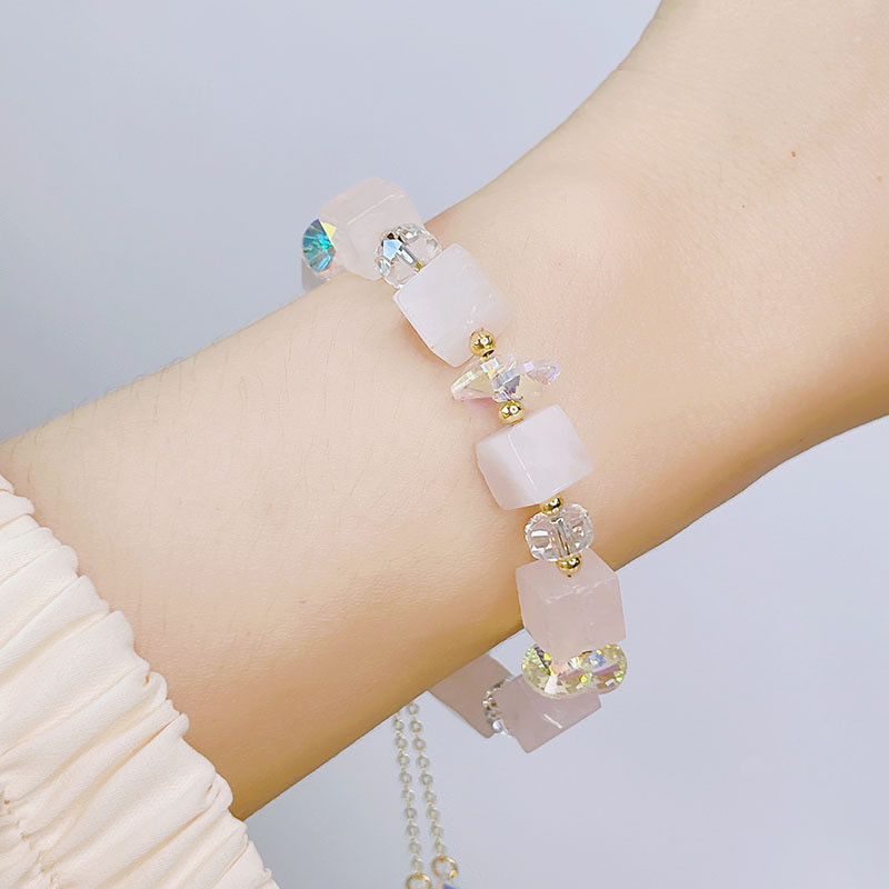 Vòng tay pha lê hình khối đường đơn giản mới