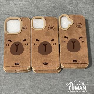 Ốp Điện Thoại Da Lộn Capybara Nâu Dễ Thương Cho Xiaomi 17 15 Ultra 14 13 Pro Max Civi 5 Poco F8 F7 Pro Ultra Redmi K90 K80 Pro Max Ultra Maill Style Vỏ Mềm Da Chống Sốc