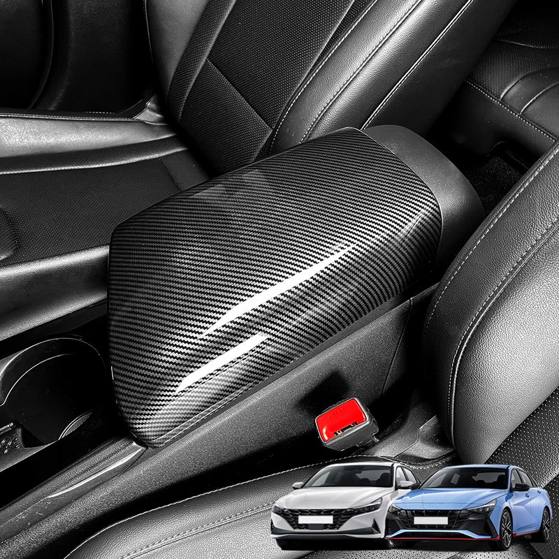 Dành Cho Xe Hyundai Elantra CN7 N / CN7 Tay Vịn Đệm Bao Sợi Carbon ABS Bảng Điều Khiển Tay Hộp Miếng Lót LHD / RHD