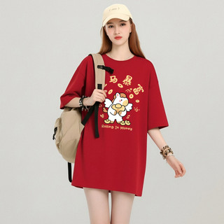 HIIXIIVI [2026 CNY Tết Nguyên Đán] Áo thun ngắn tay Oversize Unisex Áo thun cỡ lớn dành cho nữ Tees Ngựa OOTDS độc đáo