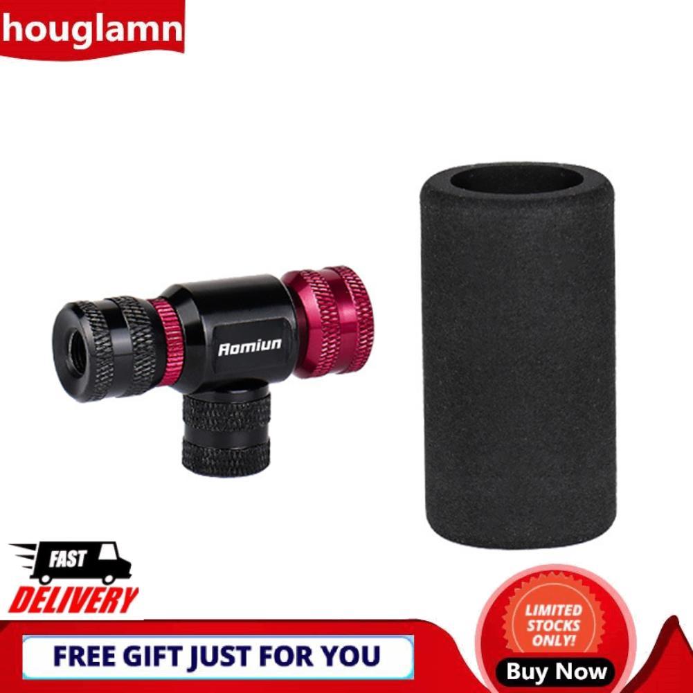 houglamn Oreilet Máy bơm lốp xe đạp CO2 Vòi phun phồng nhanh cho xe đạp đường trường và xe đạp leo núi Tự động nhận biết bơm hơi bằng cách xoay Phù hợp với van Pháp của Hoa Kỳ mà không cần chuyển đổi (Đen-Đỏ)