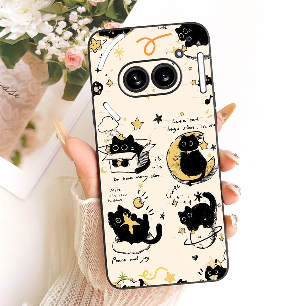 Cover Nothing Phone 2A Case A142 Silicone Mèo Dễ Thương Thời Trang Bướm Sơn Ngộ nghĩnh Vỏ Không Có Điện Thoại (2a)