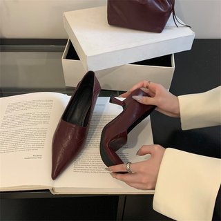 Giày Cao Gót Nữ Mũi Nhọn Gót Chân Slip-On Nông Miệng 35-41