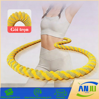Vòng Lắc Eo Lò Xo Bọc Vải Dệt Kim - Giảm Mỡ Eo Tập Gym & Yoga, Kết Hợp Băng Keo Thể Thao & Bó Gối