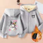 Kuromi Winter Kids Zip Áo Hoodie lông cừu lót hoạt hình Áo khoác có mũ trùm đầu mềm mại cho trường học và ngoài trời