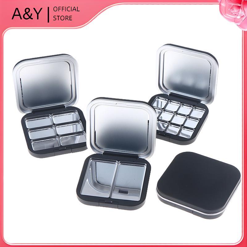 Bảng trang điểm vuông rỗng A & Y Hút từ tính có gương Phấn mắt Hộp mờ có hộp đựng phấn má hồng mỹ phẩm Pan.