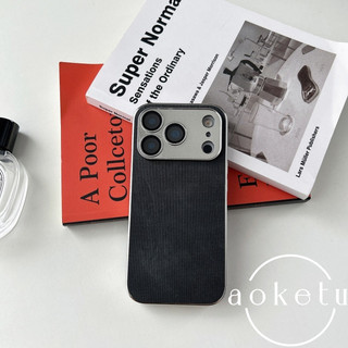 Ốp điện thoại mạ điện thích hợp cho vỏ điện thoại Apple 17 có lỗ mịn họa tiết da denim màu xanh đậm vỏ cứng iPhone 17 promax thời trang 16 / 15 / 14 / 13