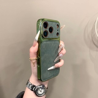 Mạ điện cửa sổ lớn giây thay đổi vỏ điện thoại di động họa tiết denim cho iPhone17 16 15 14 13 Pro Max bảo vệ camera chống sốc chống rơi mặt sau cứng