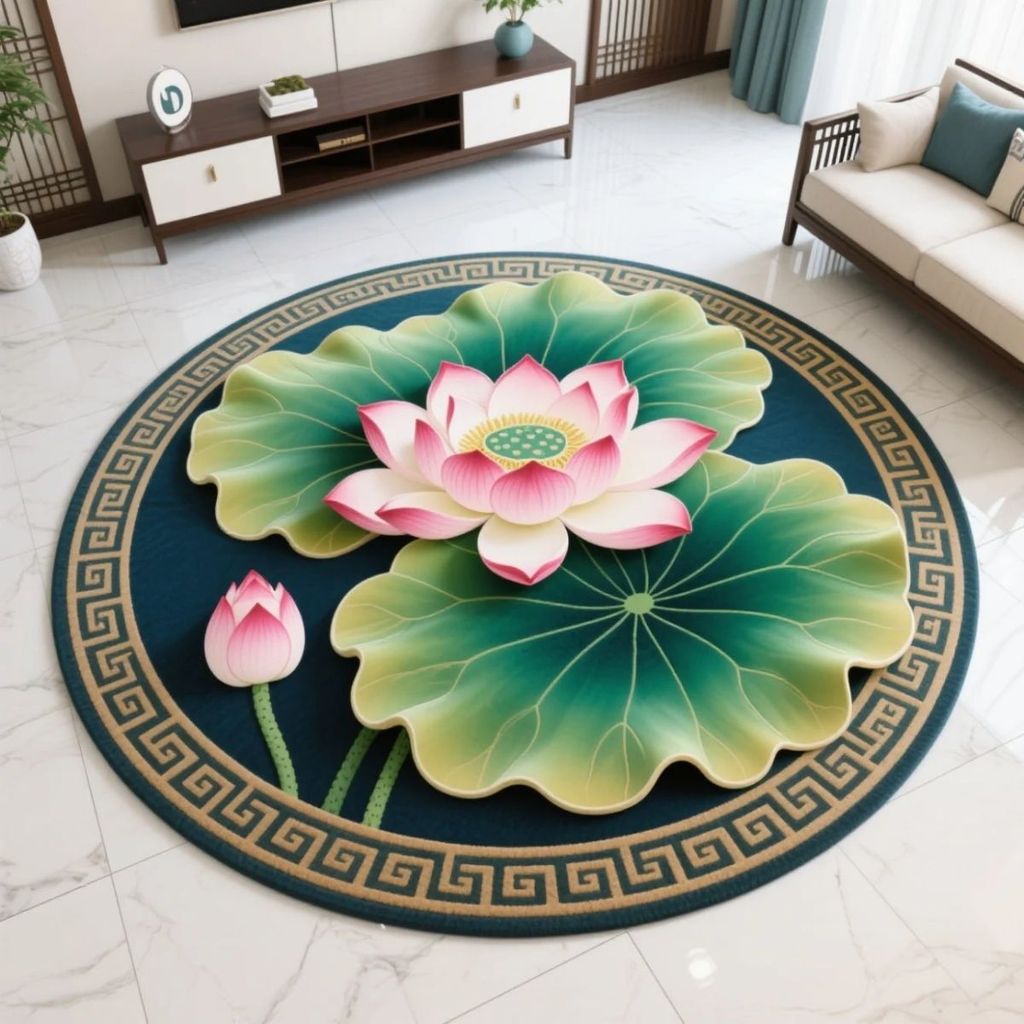 Tròn Ba Chiều Sen Quỳ Gối Thảm Pha Lê Trung Quốc Sen Sàn Phòng Ngủ Thảm Cổ Điển Phòng Khách Hộ Gia Đình Thảm RLVM