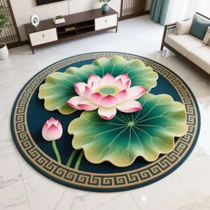Tròn Ba Chiều Sen Quỳ Gối Thảm Pha Lê Trung Quốc Sen Sàn Phòng Ngủ Thảm Cổ Điển Phòng Khách Hộ Gia Đình Thảm RLVM