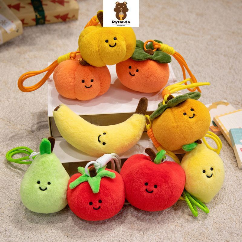 Rytanda Cà Chua Plushie Móc Khóa Trái Cây Rau Móc Chìa Khóa Chanh Chuối Mô Phỏng Dễ Thương Hồng Bí Ngô Lê Đỏ Táo Quà Tặng Sinh Nhật Cho Trẻ Em Mặt Dây Chuyền Mềm Trang Trí Ba Lô