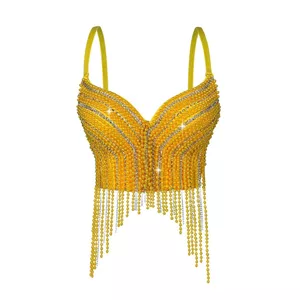 Cao Cấp Sling Top Ngọc Trai Kim Cương Dây Xích Tua Rua, Phong Cách Mùa Hè Gợi Cảm Tinh Khiết, Phù Hợp Sân Khấu Và Mặc Bên Ngoài