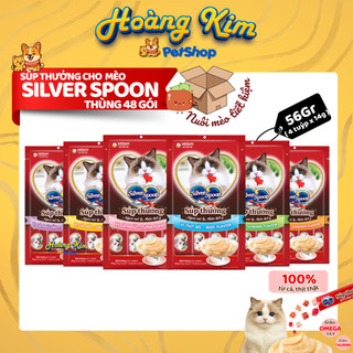 [Combo 6-12-24] Súp Thưởng Silver Spoon Unicharm Cho Mèo 56g (4 Thanh) - Thịt Cá Thật