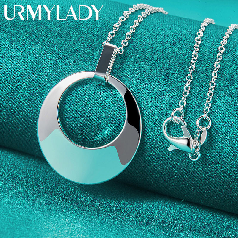 URMYLADY Bạc 925 Tròn Rỗng 16-30 Inch Mặt Dây Chuyền Vòng Cổ Nữ Trang Sức Cưới