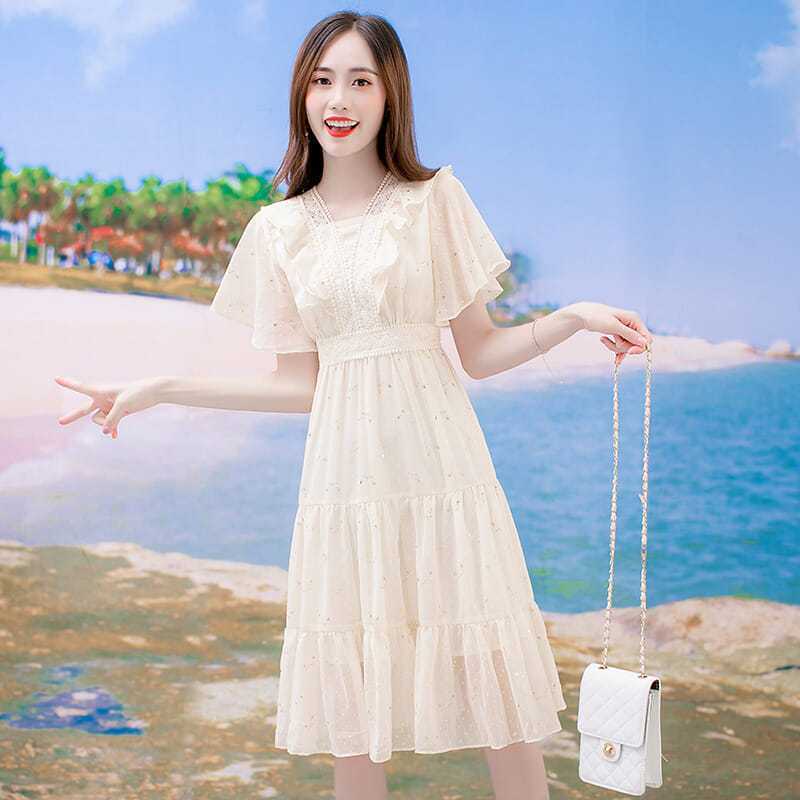 Váy midi Nàng Thơ Cổ Vuông Tay Bồng - Đầm Tiểu Thư Đi Tiệc Xinh Lung Linh